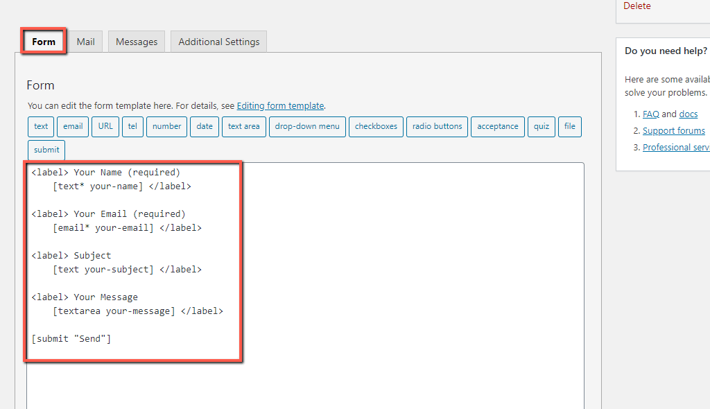 Contact Form HTML code