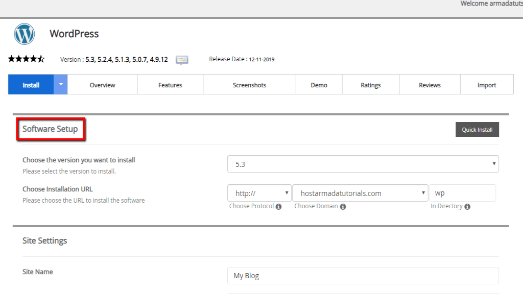Software Setup section