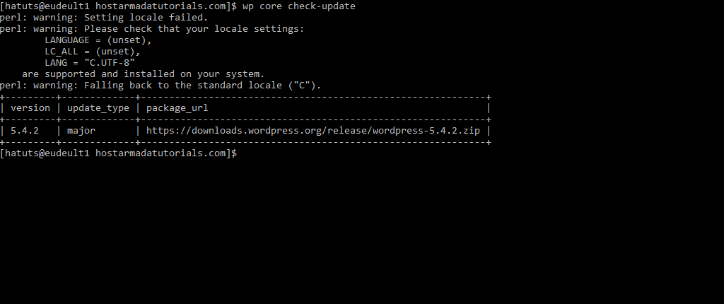 New WordPress Version available Command Line