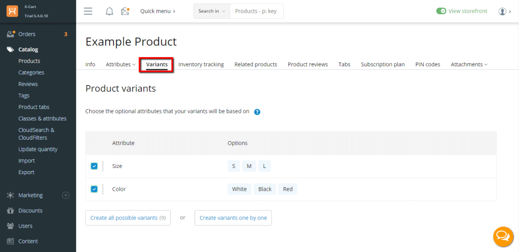 Create Product Variations
