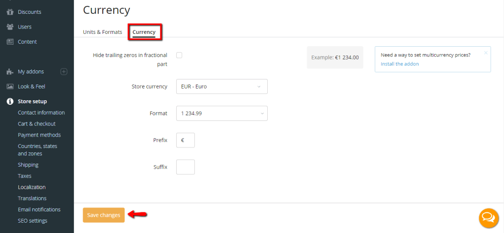 Configuring Default Store Currency