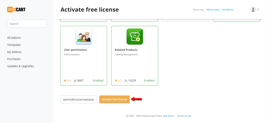 Activating free license