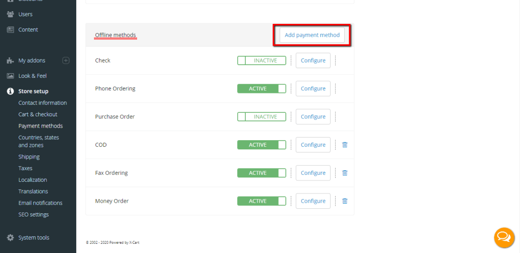 Adding an Offline Payment Method