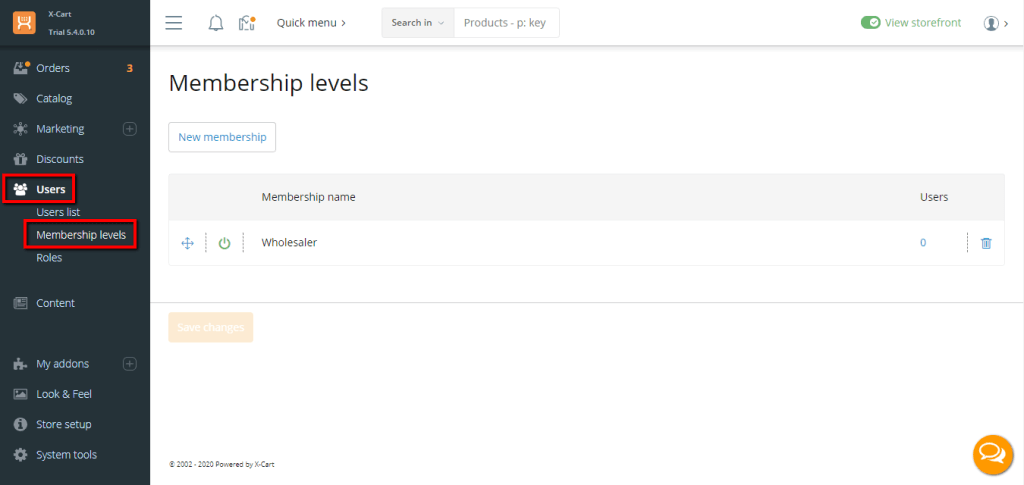 Accessing the Membership Levels