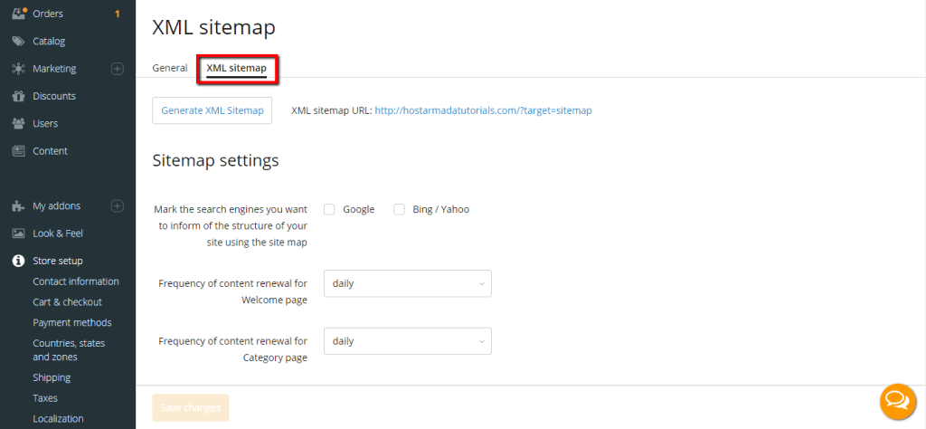 Access XML sitemap