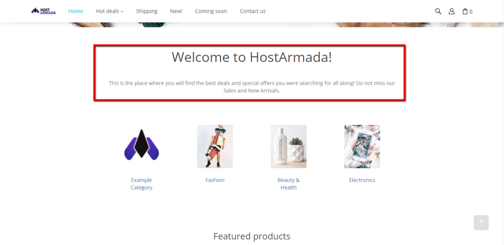 Custom Welcome text