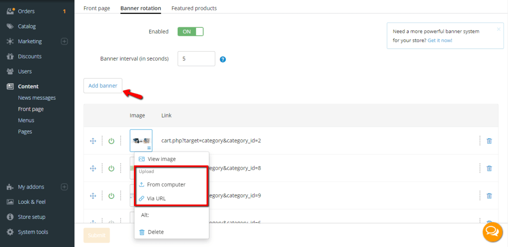 Upload Custom Banner Image